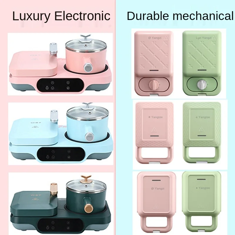 3-in-1 Multi-Functional Breakfast Machine Coffee Maker Toaster Frying Pan Stainless Steel Housing Digital Control