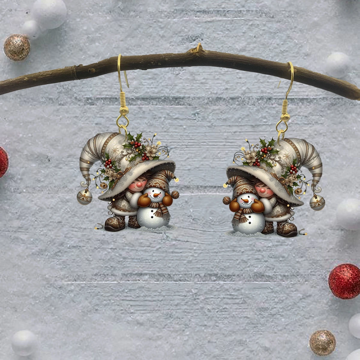 Orecchini nani Ornamento natalizio Fiaba Pupazzo di neve Orecchini moda originalità Orecchini fata acrilico nuovo stile