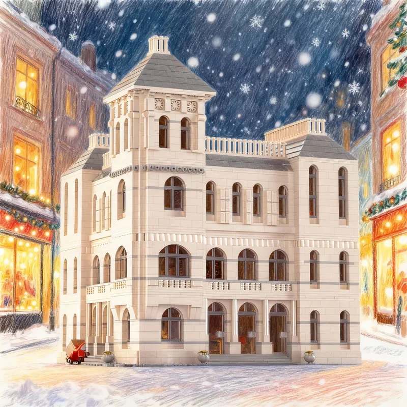 5256pcs MOC Modular Streetscape Old Corner Post Office Model Building Blocks Construction Toys Education Festival Gifts