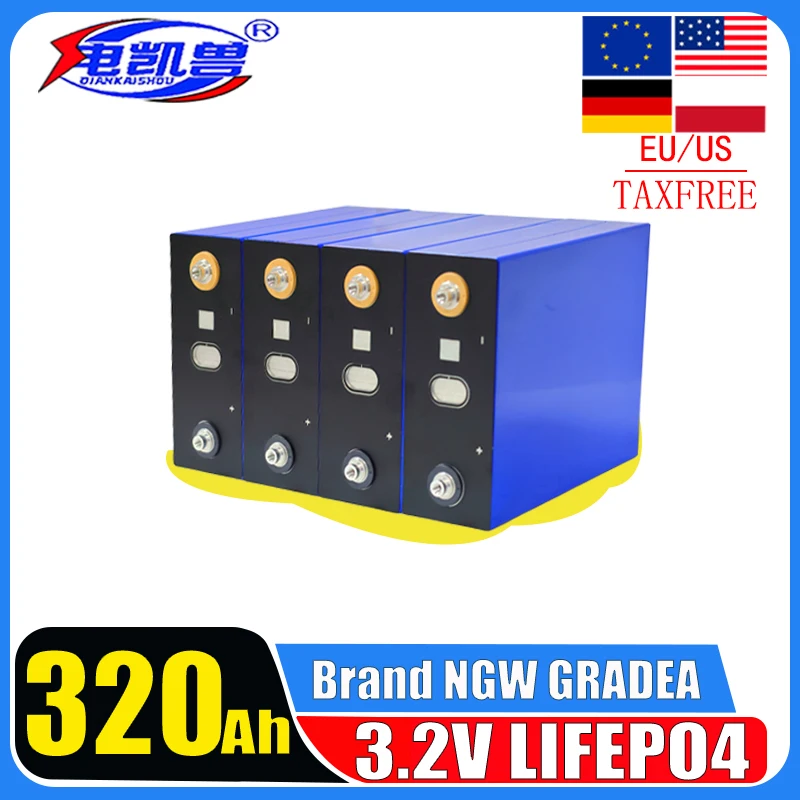 

3.2V 320Ah LiFePO4 rechargeable battery with 8000 cycles suitable for DIY 12V 24V 48V golf cart camping solar system tax-free