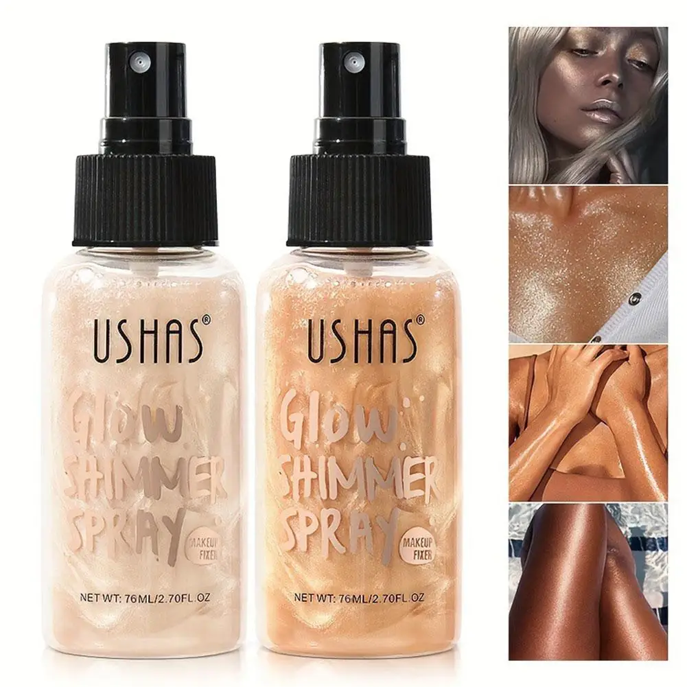 Gold Body Shimmer Oil Highlighter, Waterproof Liquid Illuminator for Face and Body, Glitter Body Oil Non-sticky, Glowing Shine