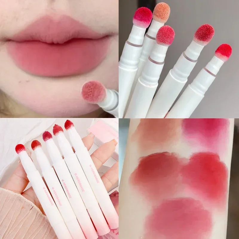 Fluffy Velvet Soft Liquid Lipstick Cream Waterproof Matte Nude Lip Gloss Pen Lasting Non-stick Cup Red Cheek Lips Tint Makeup