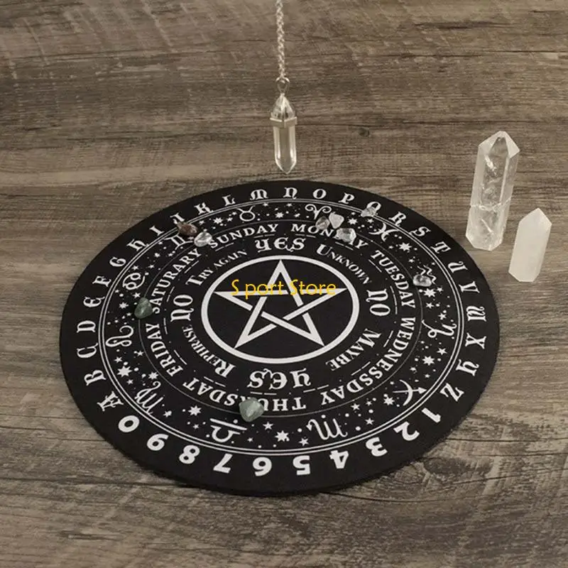 U2JB Divination Dowsing Board Metaphysical Message Board Witchcrafts Rubber Wiccan Decision Making Board Round Pendulum Board