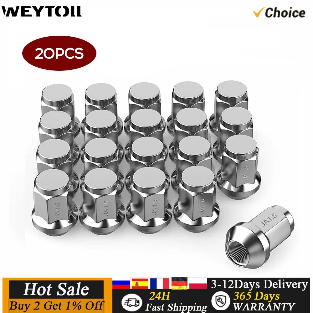 20pcs Lug Nuts Bulge Acorn 12x1.5 Chrome Wheel Nut Replacement for F-ord F-usion F-ocus E-scape for Auto Car Accessories