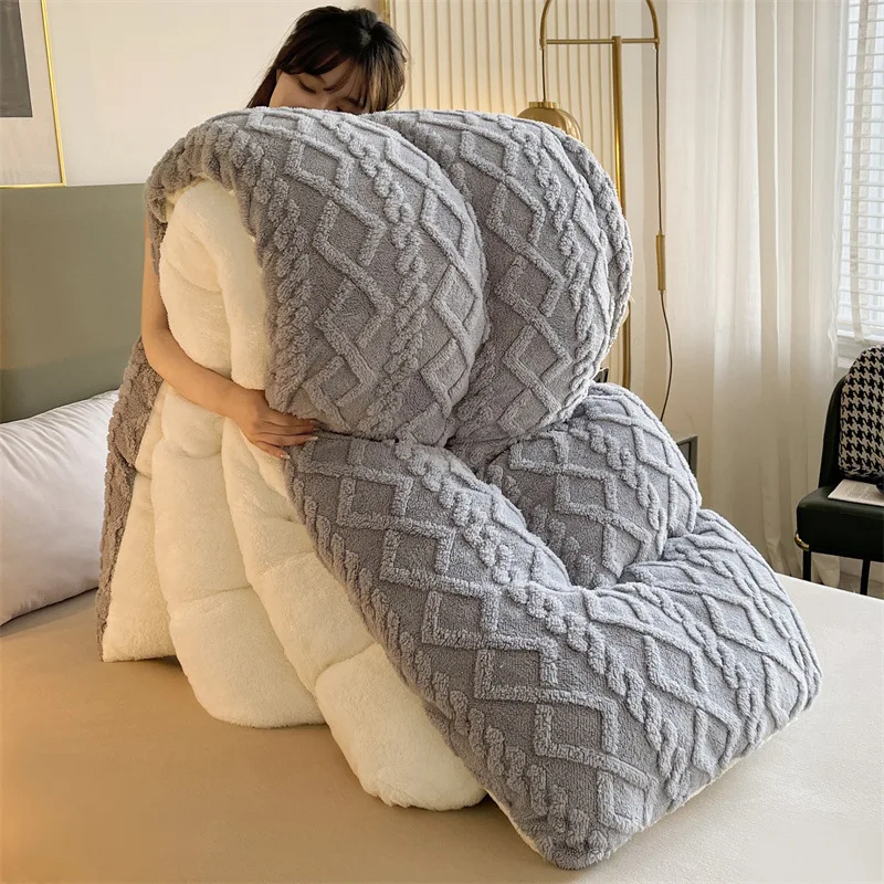 

Super Thick Warm Comforter For Winter Polyester Sherpa Blanket for Bed Weighted Blanekts Warm Quilted Comforters edredones