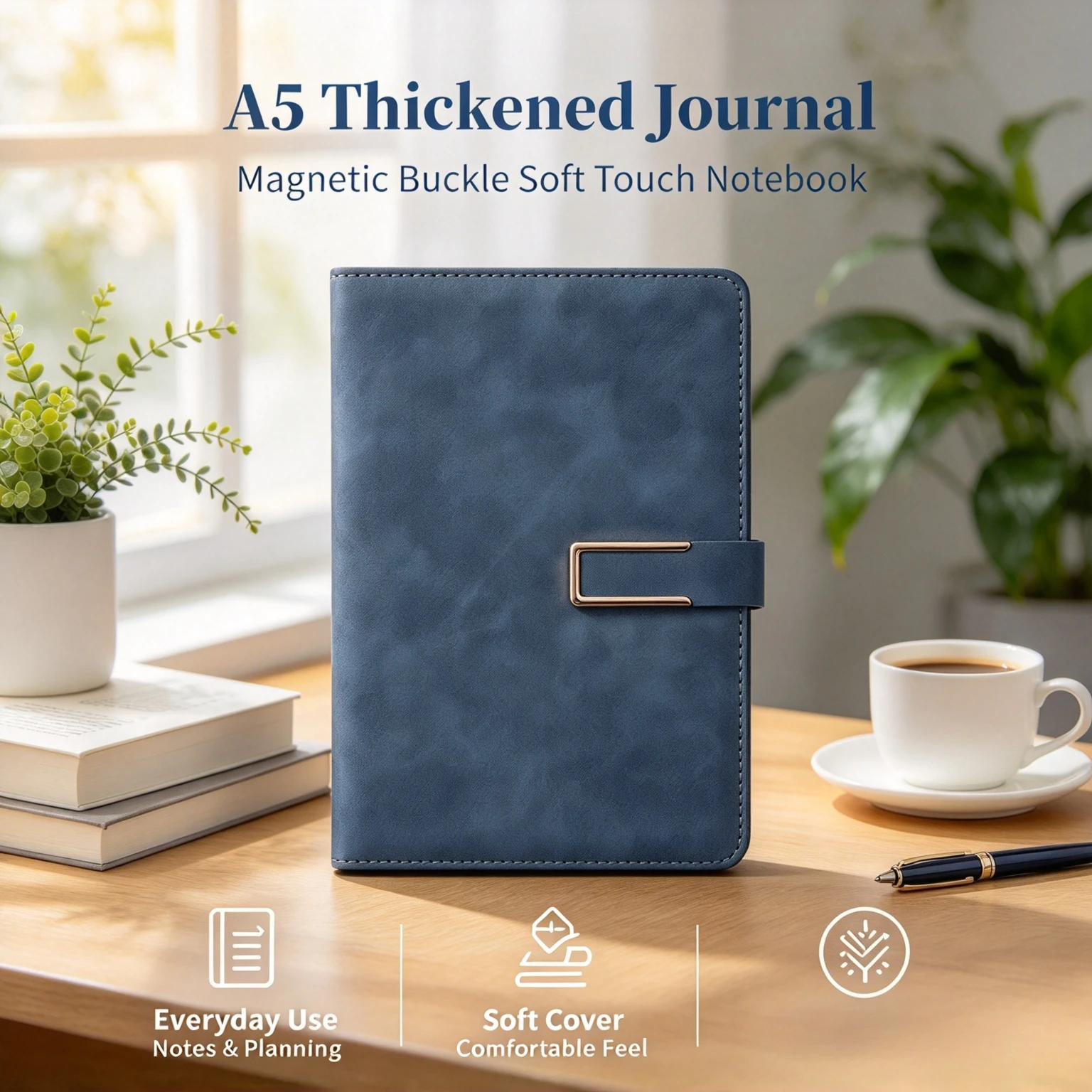 Thickened A5 Notebook Magnetic Buckle Business Meeting Notepad Soft Touch Leather Cover Journal Aesthetic Office Supply
