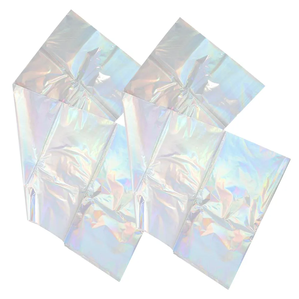 2Pcs Iridescent Rainbow Tablecloth Rectangle Sparkle Foil Table Cover Decorative Party Supplies Birthday Wedding Event Picnic