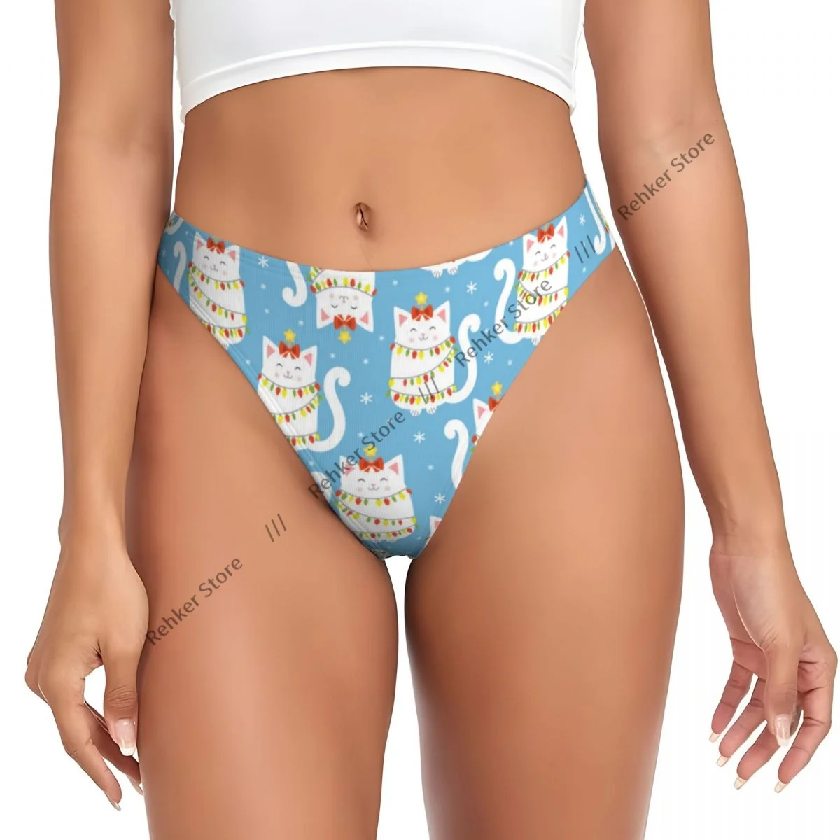 Sexy G-string Thongs Women Panties Cats And Garlands Of Christmas Underwear Lingerie Tanga