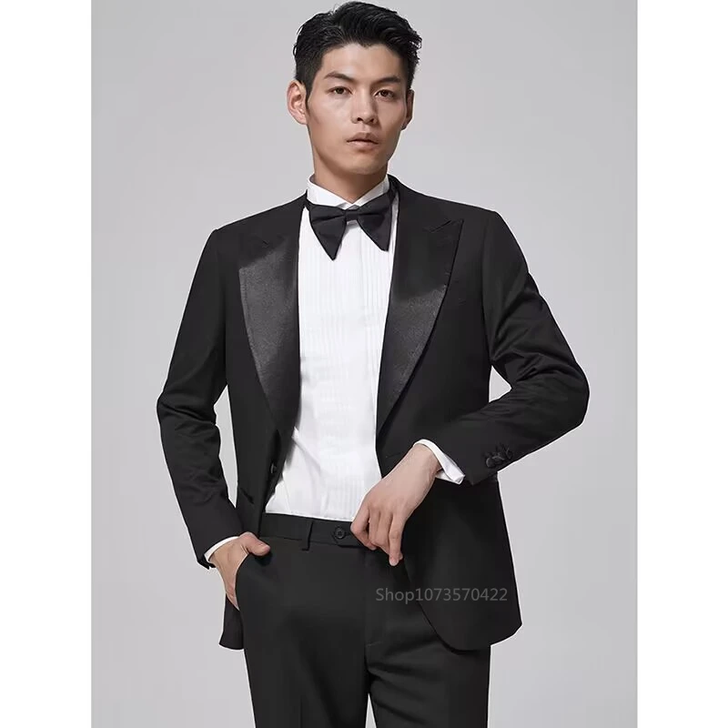 

2 PCS Wedding Suits for Men Slim Fit Groom Tuxedos Business Suits Best Man Groomsmen Formal Party Prom Suit Male Jacket+Pants