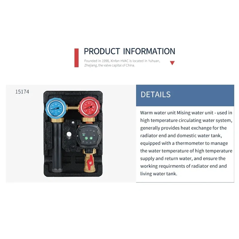 

Электрическая регулирующая циркулирующая насосная станция, центр контроля температуры смешанной воды: резьба соединения насоса: G1 ''/1-1/2''