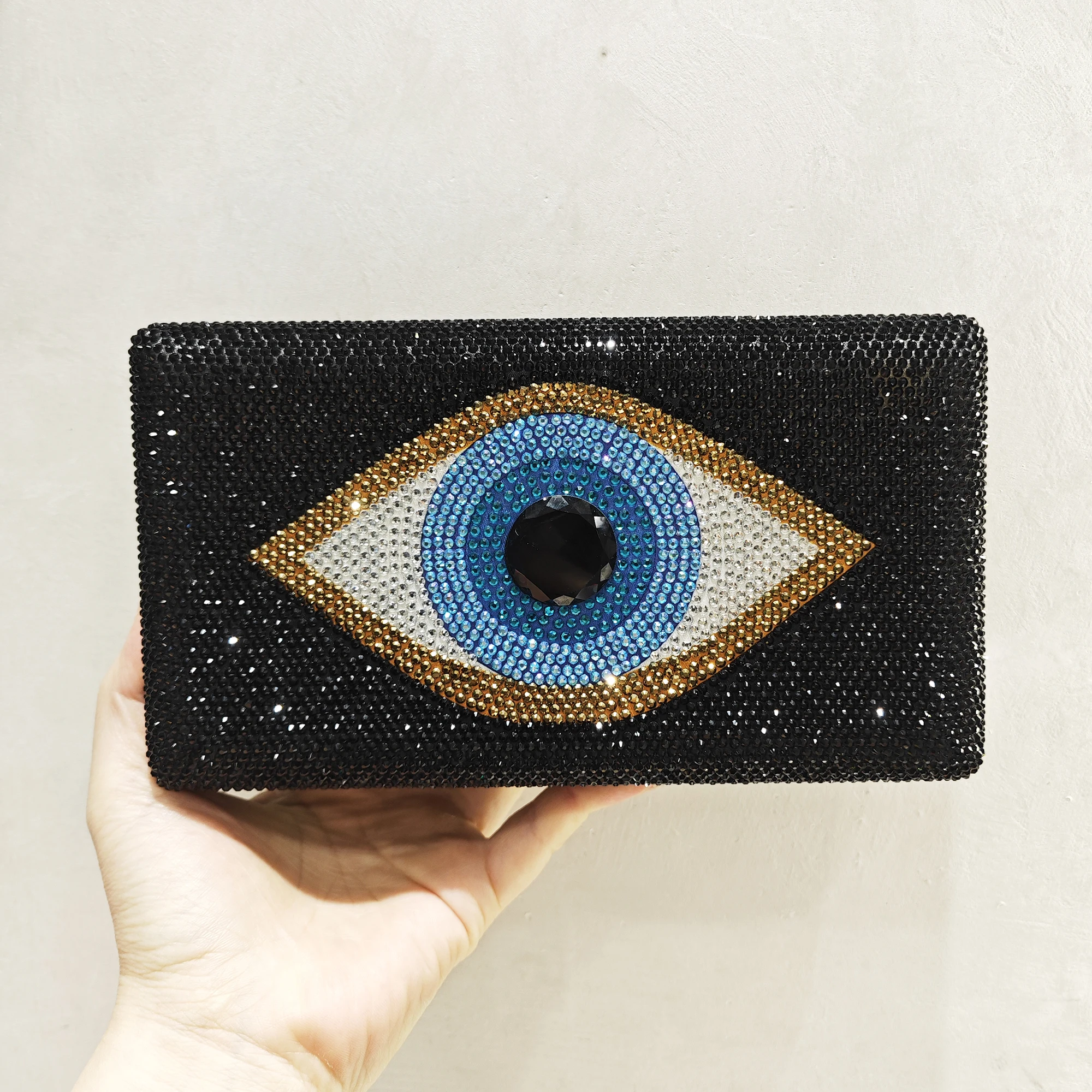 Evil Eye Crystal Evening Bag Clutch FashionWomen Silver/Black Wedding Purses And Handbags Lady Diamond Party Dinner Clutdch Bags