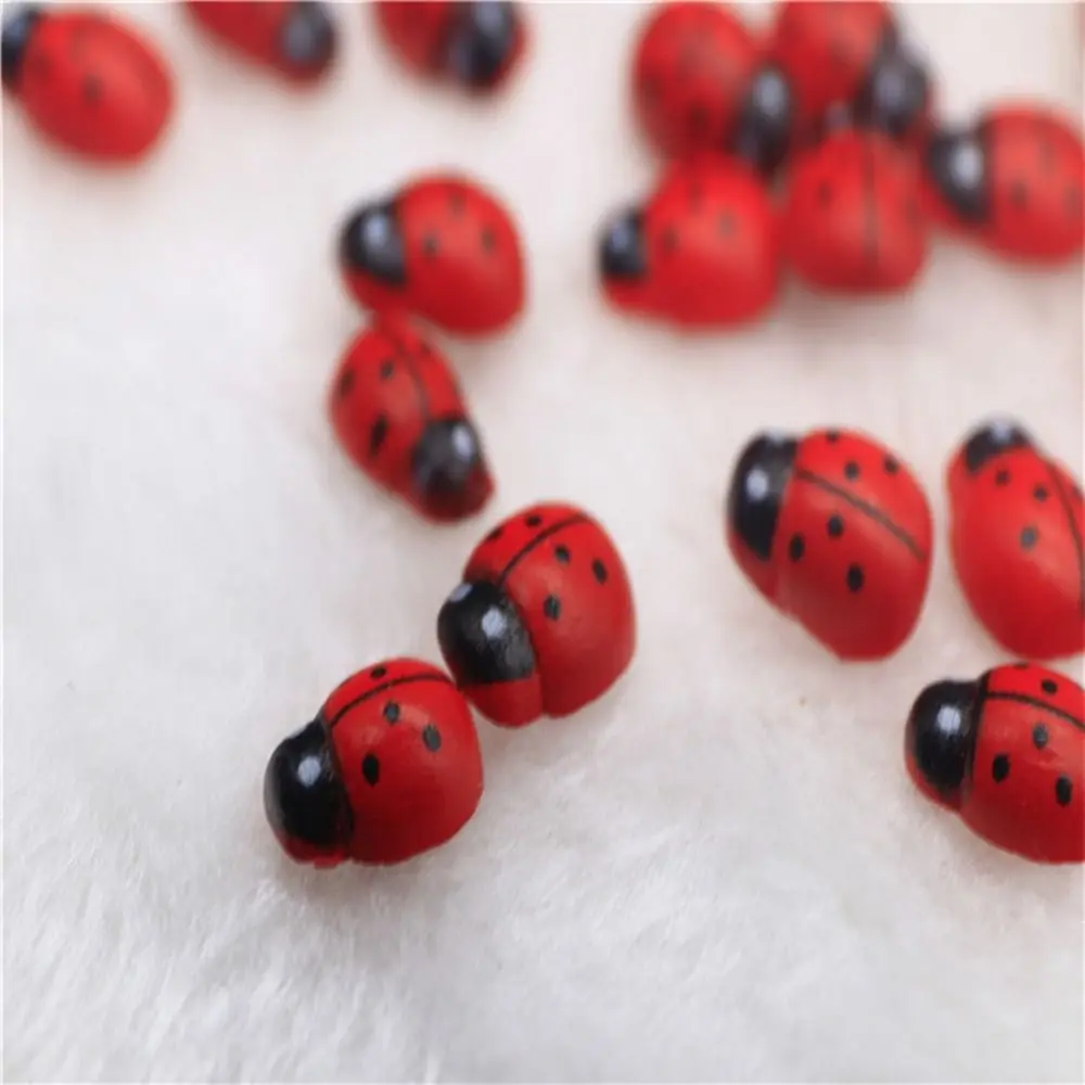 5pcs Cute Mini Resin Ladybug Handmade Resin Ladybug Miniatures DIY Seven Star Ladybu Micro Bonsai