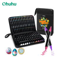 Ohuhu Acrylic Paint Pens 24 Metallic Colors 30 Pens Dual Tips Acrylic Markers High Opacity Paint Markers Waterproof Lightfast