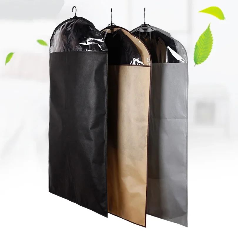 

Clothes Dust Cover Mildew Proof Storage Hanging Bag Non-woven Fabric + PVC for Garment Shirt Coat Suit Jacket Protector AHD004