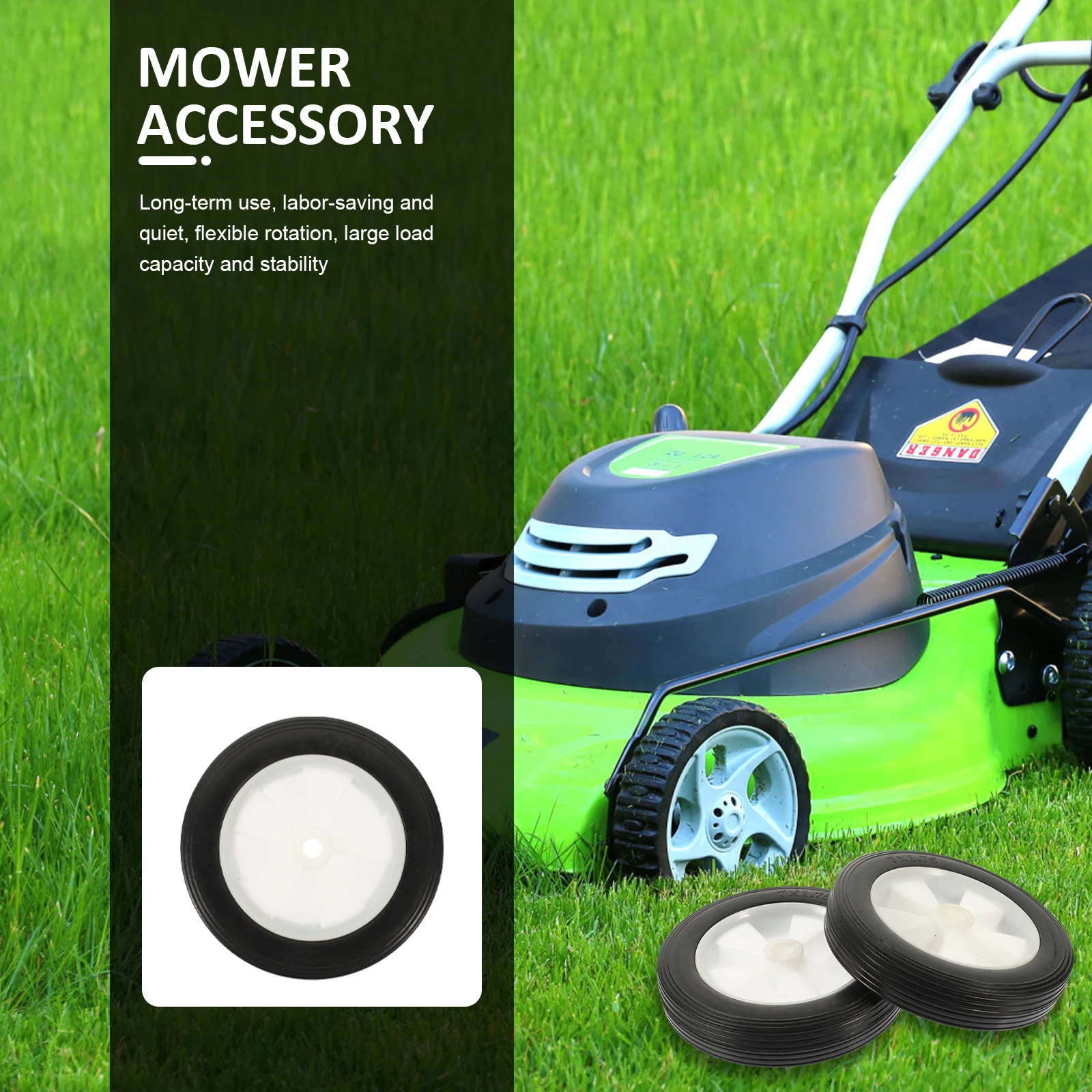 

Rubber Casters Wheel Replacement for Cart Grill Bbq Outdoor Mower Durable Tool Accessory Lawn