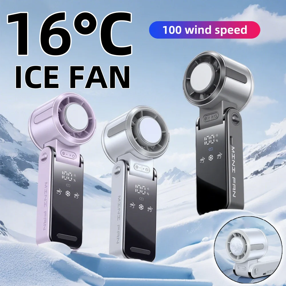 

5000mah Handheld Fan Electric Hand Fans Ice Compress High-speed Cooling USB Rechargeable Portable Fan LED Digital Display Cooler