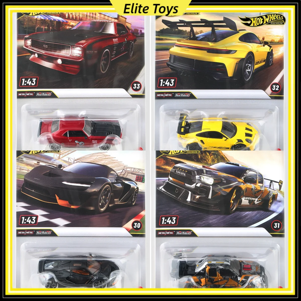 

Hot Wheels Премиум Новый масштаб 1:43 Mclaren W1 Toyota Porsche Camaro Pro Touring Литой автомобиль Коллекционная модель автомобиля из сплава Игрушечный автомобиль