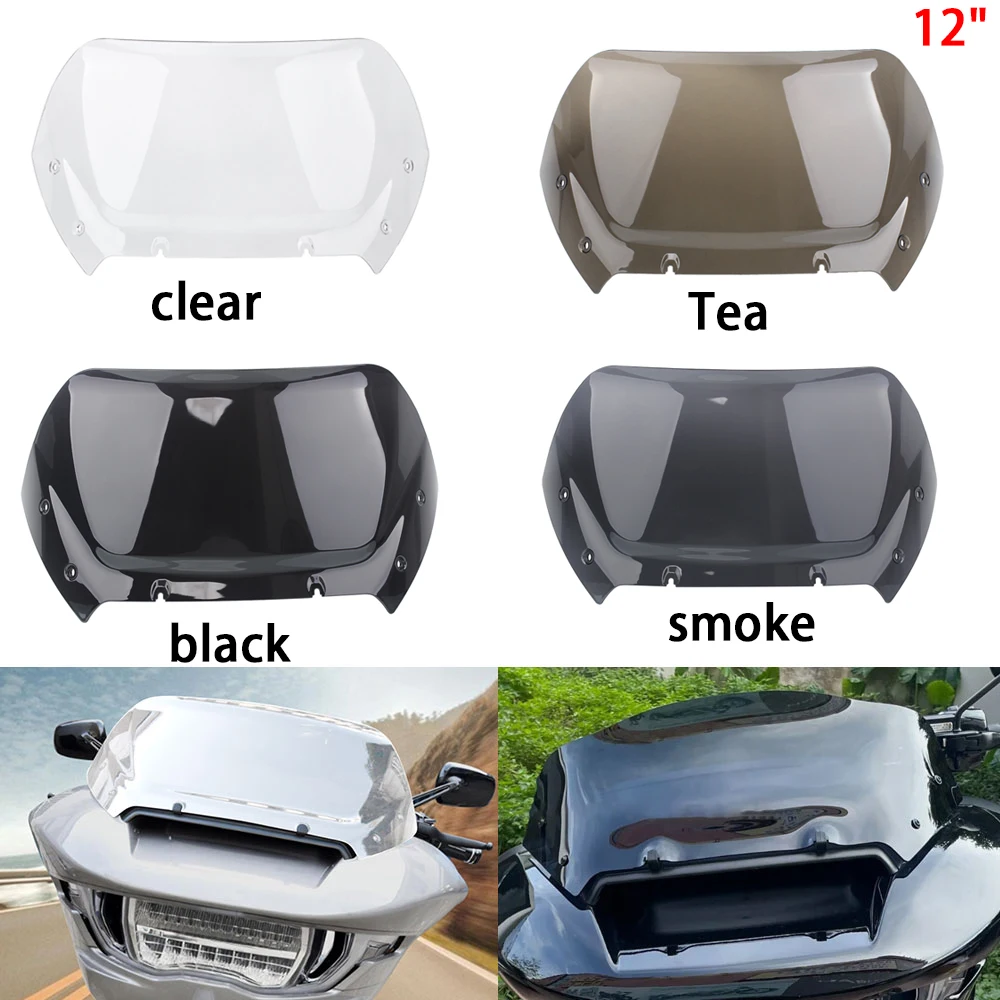 

12" Motorcycle Front Fairing Windscreens Wind Deflectors Black For Harley Road Glide CVO/SE FLTRXSE 2023 2024-later
