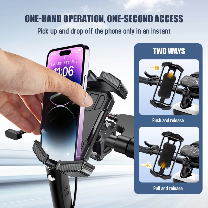 Xnyocn Universal Bike Phone Holder 360° View Bicycle Phone Holder for 4.7-7 inch Mobile Phone Stand Shockproof Bracket GPS Clip