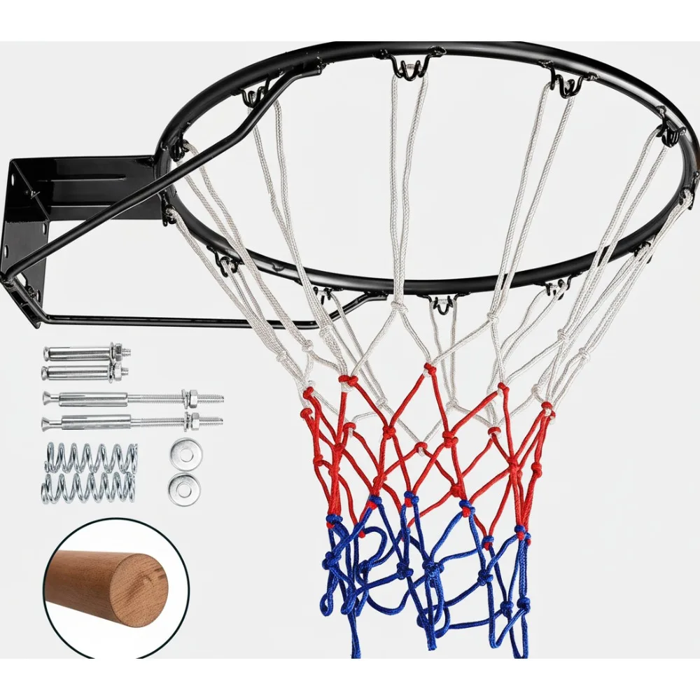 Heavy Duty 18" Breakaway Basketball Rim Outdoor Solid Steel Double Spring All Weather Net