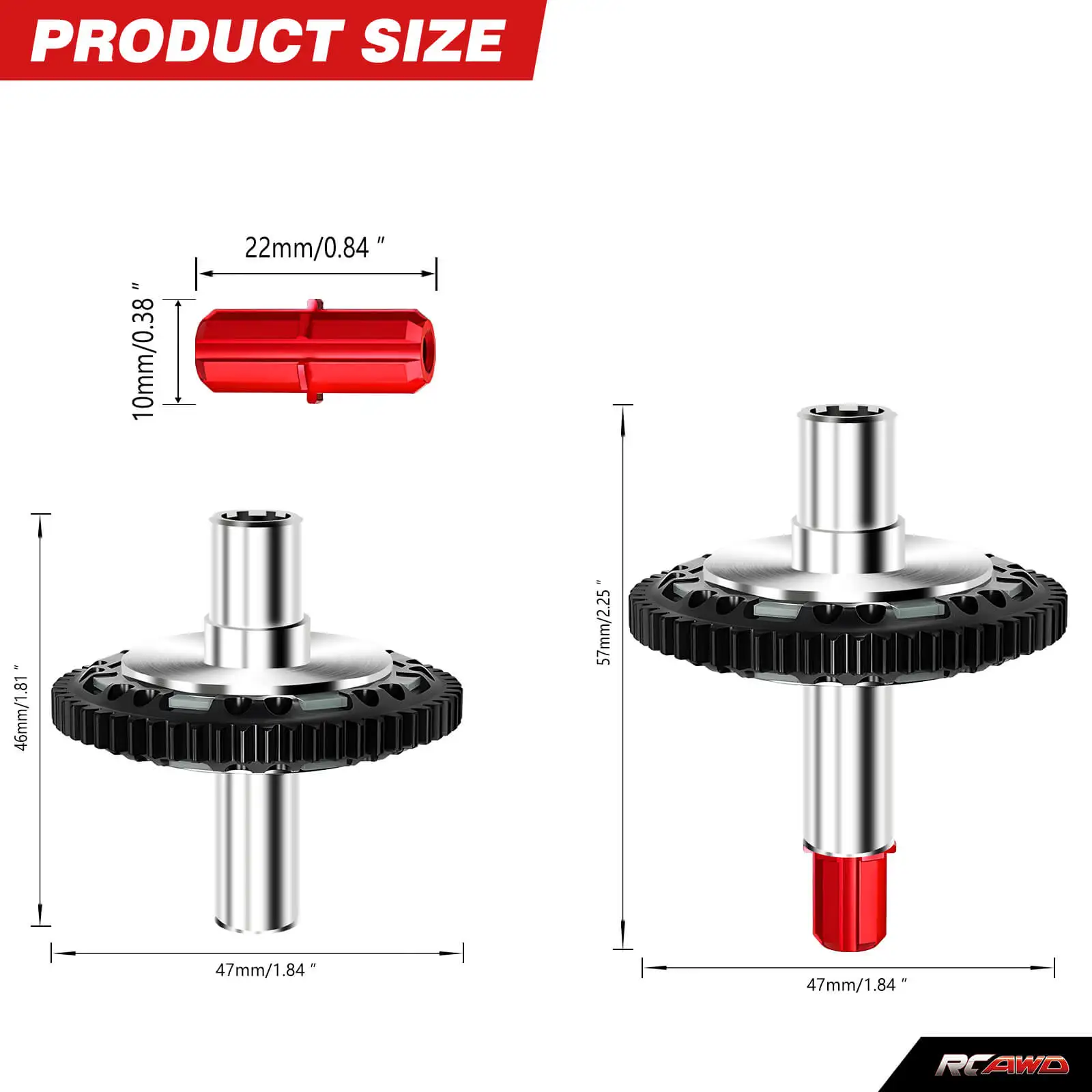 RCAWD Steel super heavy duty Steel 57T SLIPPER SET, 0.8MOD for ARRMA Mega, 3S and 4S BLX upgrades parts