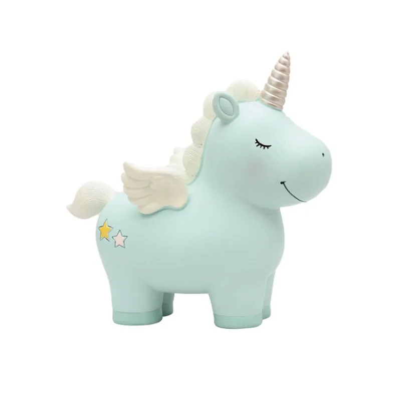 NONE Skurrile, bezaubernde Münzbank aus Einhorn-Harz – rosa Schreibtischdekoration, Spardose 3