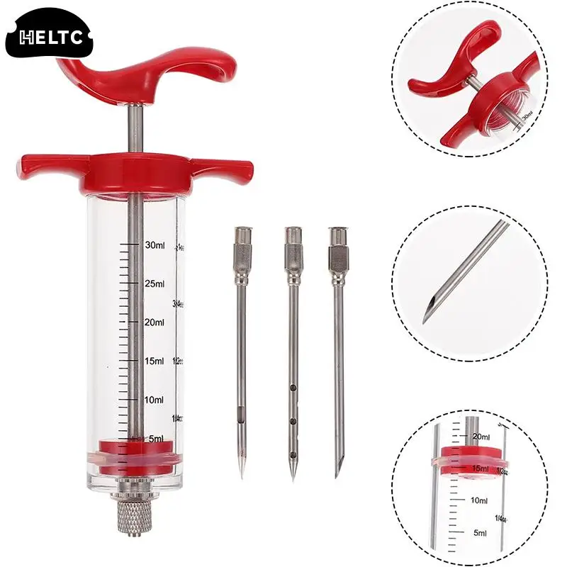 1set Spice Syringe Marinade Injector Flavor Syringe Cooking Meat Poultry Turkey Chicken Kitchen Utensils Accessories  BBQ Tool