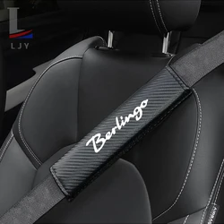 Carbon fiber leather with thick sponge seat belt shoulder pads for Citroen Berlingo B9 MK2 II