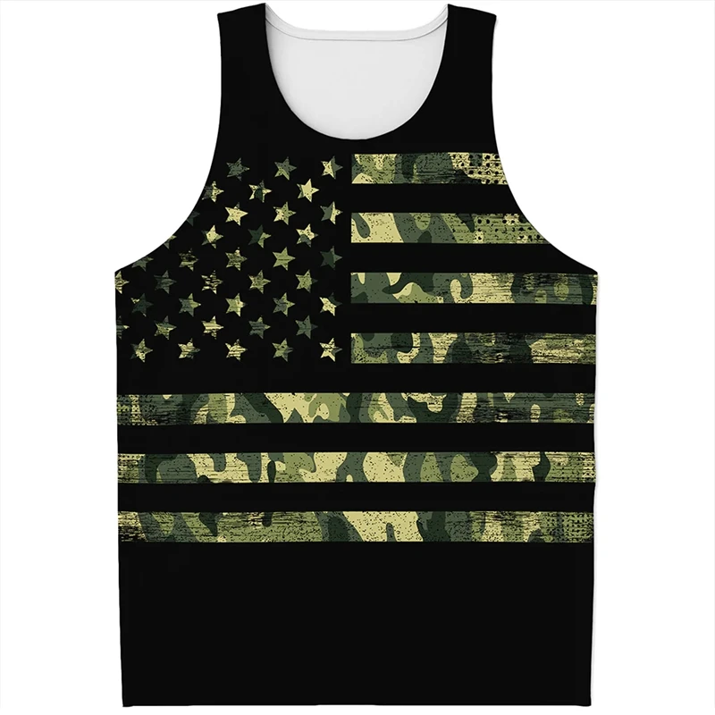 American Eagle Flag Pattern Tank Top Gym Tee Shirts 3D Printed Street Sportswear Vest Quick Drying Sleeveless T-Shirt Tops 6XL