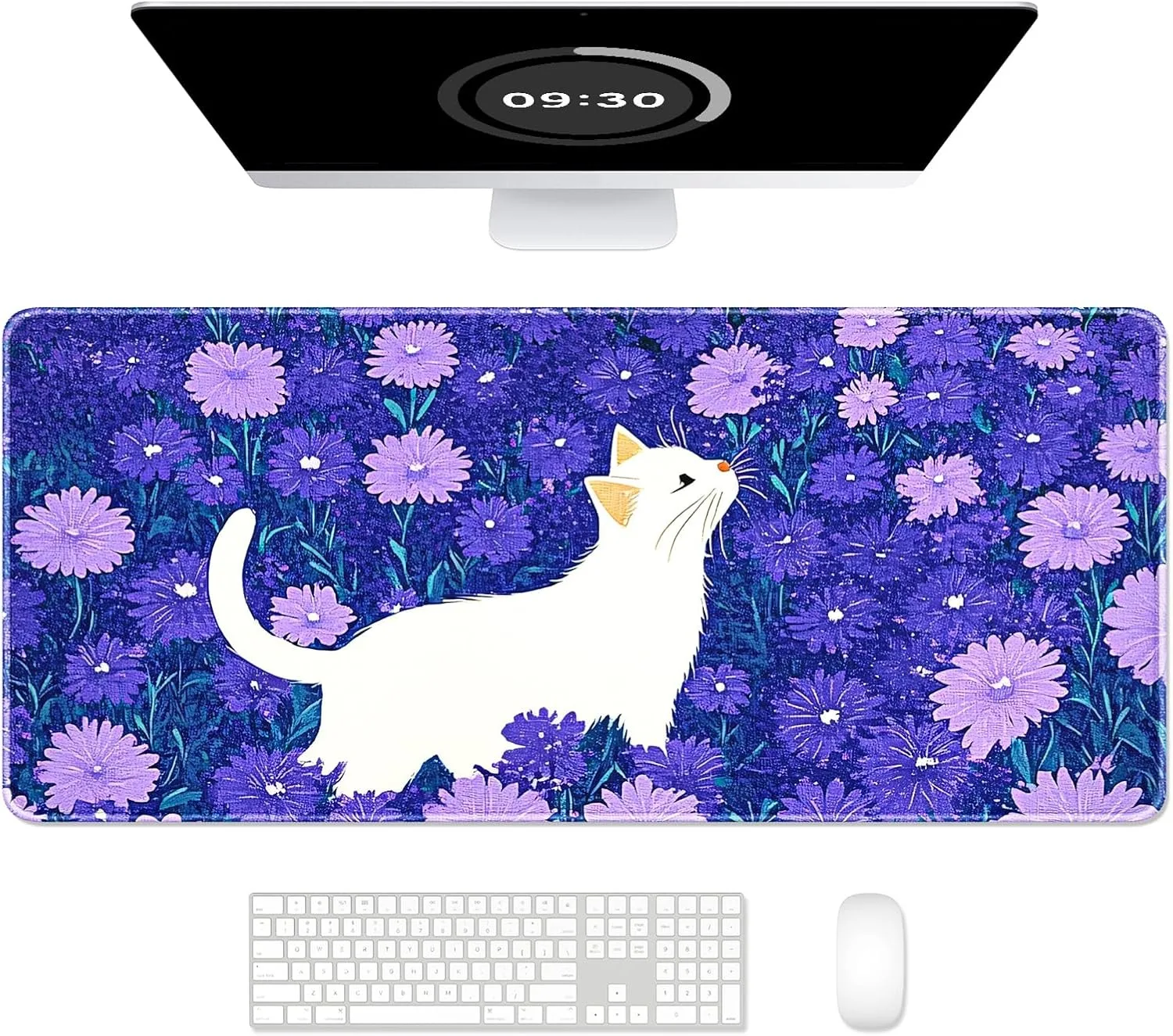 

Large Cute Cat Design Mouse Pad Computer Office Game Table Mats XXL Rubber Non-slip Lock Edges Keyboard Mousepads Long Desk Pads