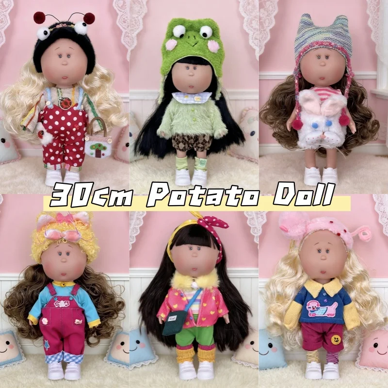 Muñeca de Patata Española Mia de 30cm, Ojos de Frijol, Muñeca de Vinilo Súper Linda, Set de Muñeca para Niñas, Accesorios para el Cuerpo de la Muñeca, Juguete Hecho a Mano, Regalo DIY