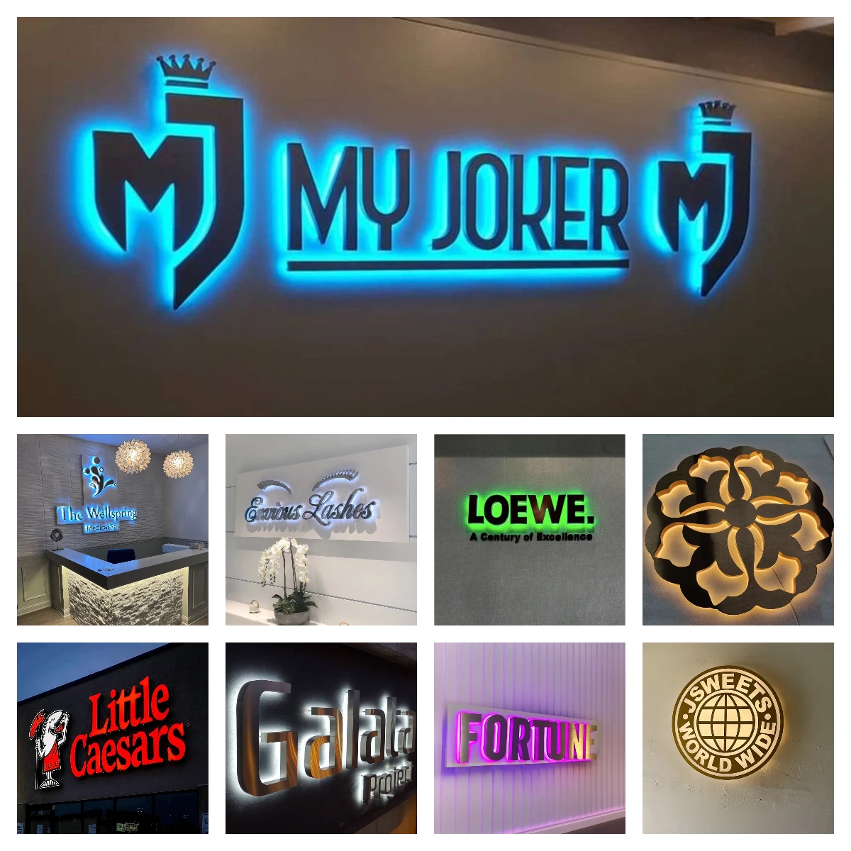 Custom Business Sign Metal Backlit Sign Storefront Sign Channel Letters 3D Front-Lit Sign Beauty Salon Signage Logo Outdoor Sign