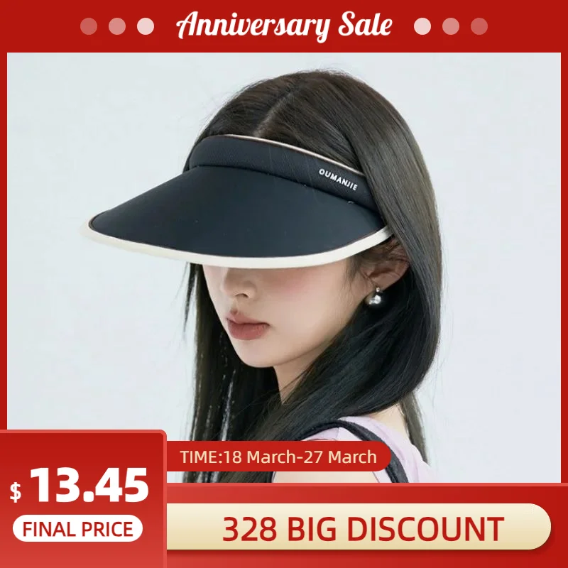 Color Blocking Ice Silk Hairband Hollow Top Hat Korean Fashion Shading Sunscreen Hat Student Sun Hat Outdoor Mountain Climbing