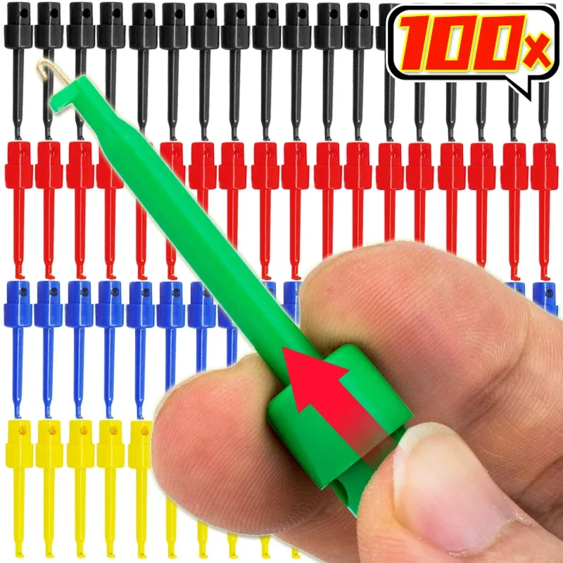 10/100PCS Mini Test Hook Clips Brass Test Probe for Electronic Testing IC Grabber Round Crocodile Hooks Portable Electronic Tool