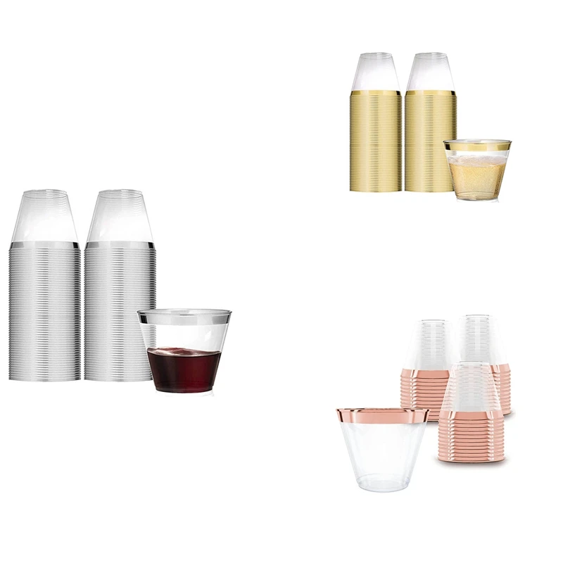 Copo Plástico Transparente Descartável para Festas, Copo De Vinho Plástico, Copos De Festa, 9 Oz