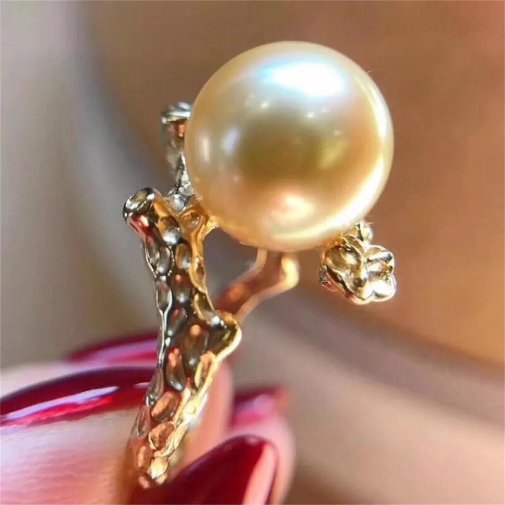 

S925 Silver Sterling Ring Inlaid Zirconia Half Hole Pearl Ring Base Resizable Design DIY Handmade Fine Jewelry Ring Accessories