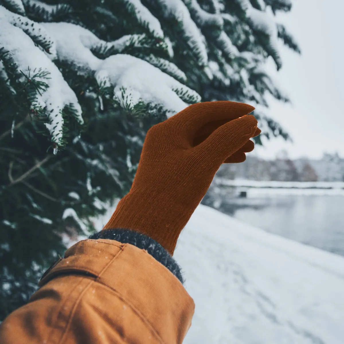 1Pair Winter Warm Gloves Premium Knit Solid Color Thickened Full Finger Mittens Outdoor Indoor Cold Weather Protection
