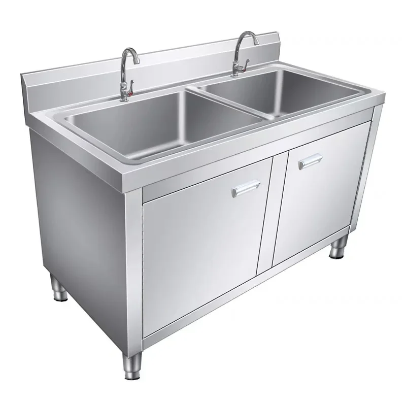 

304 stainless steel sink cabinet integrated cabinet single tank sink wash basin balcony with work table vertical wash table