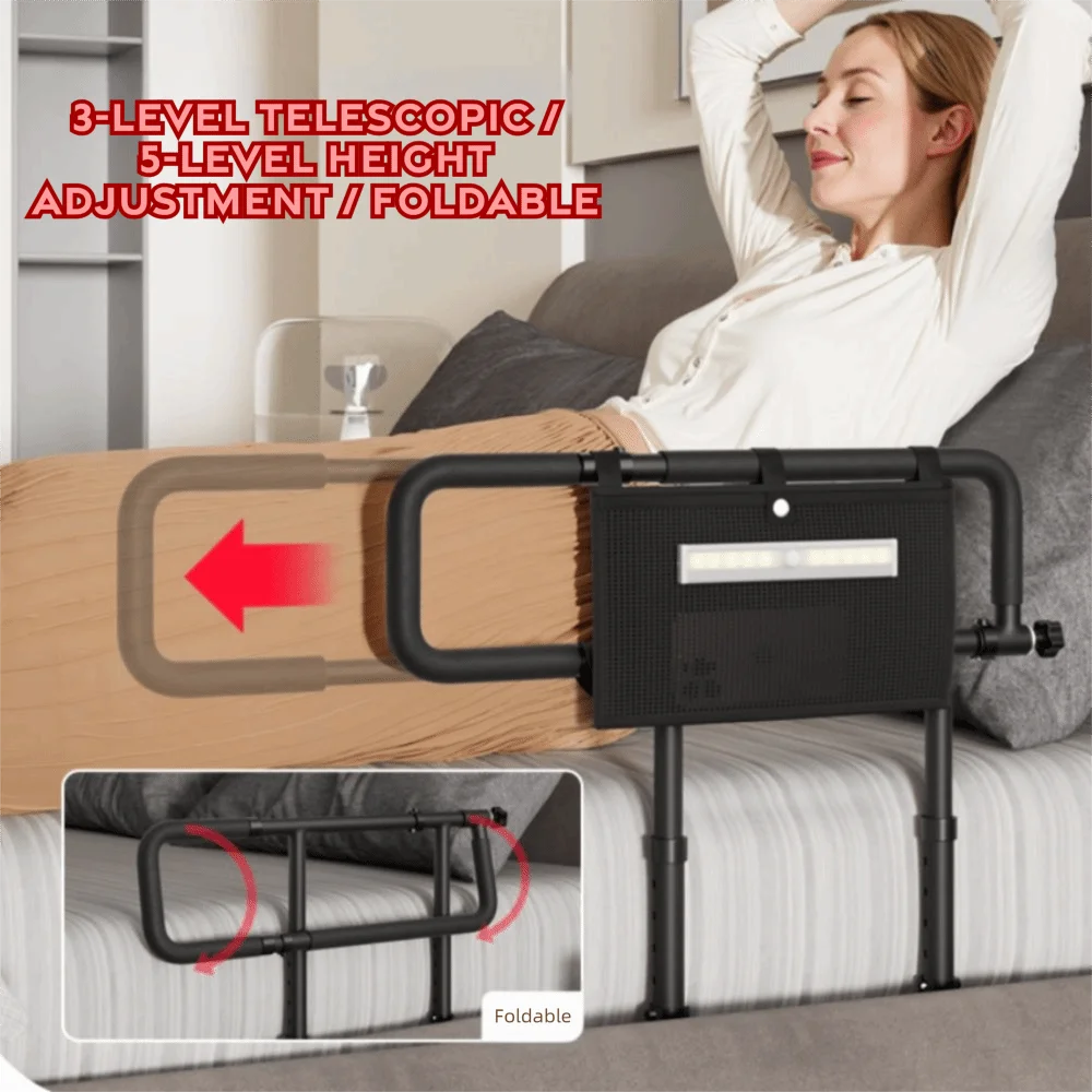 

Non Slip Grip Bedside Assist Grab Bar Solid Construction Quick Installation Non Slip Bed Cane Helper Stable Holding Force