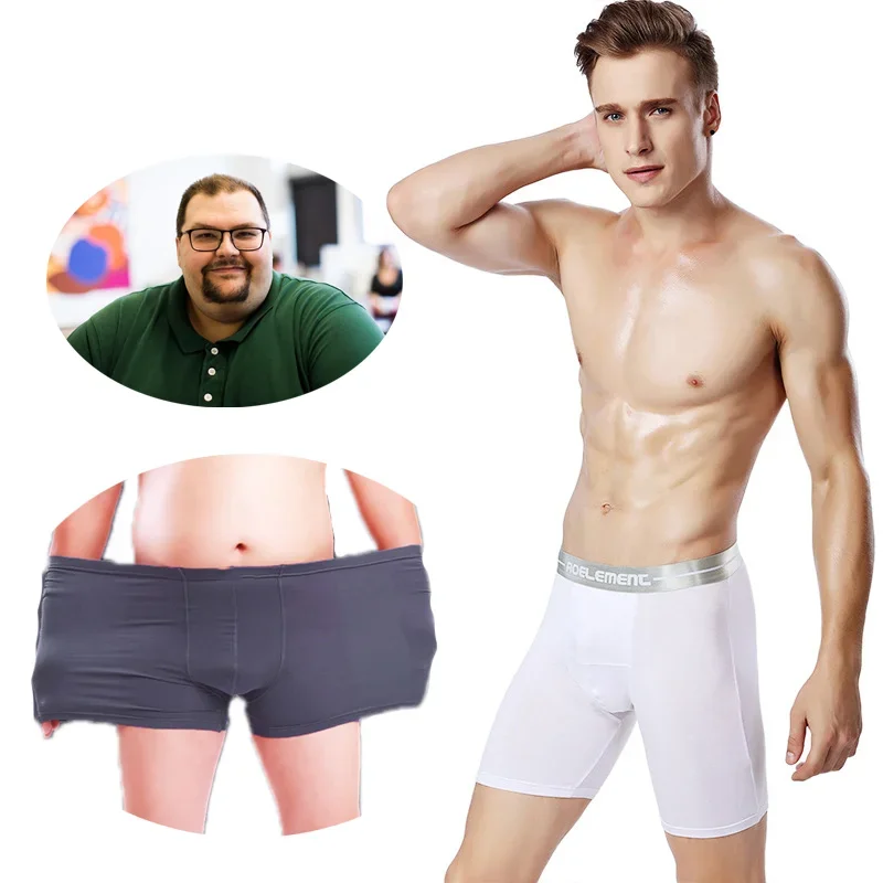 Boxers para hombre 7XL, lencería transpirable con bolsa para pene grande para personas con súper peso, ropa interior elástica, bragas Gay de talla grande y grasa