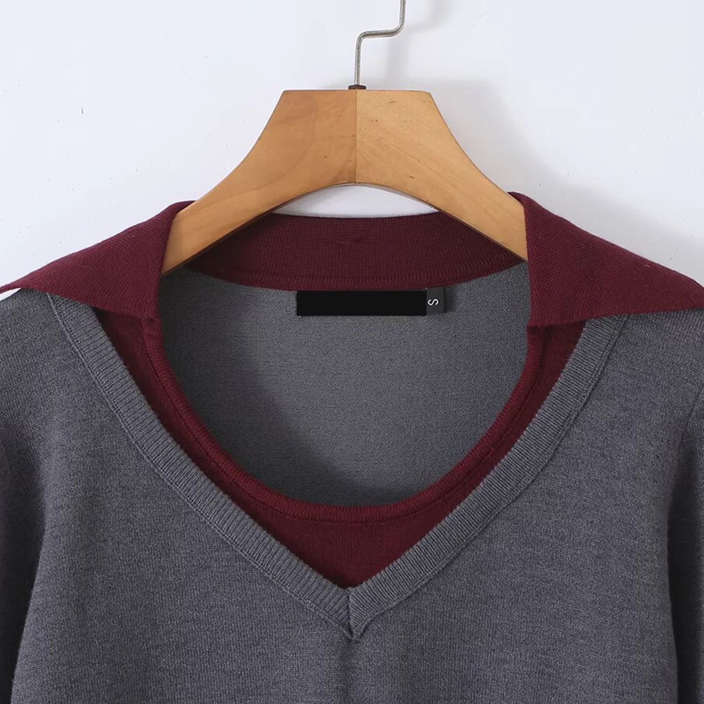 Women's Autumn 2026 New Style Color Block Long Sleeve Small Collar Knitted Sweater Slim Pleated Half Skirt Set Fashionable Tw...