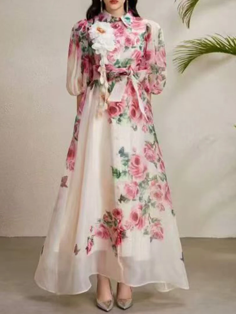 2026 Sommer Damen Retro-Kleid mit Revers, Spitzenbund und Organza-Kurzärmeln – Modisches Hemdkleid mit lockerem, flauschigem Rock