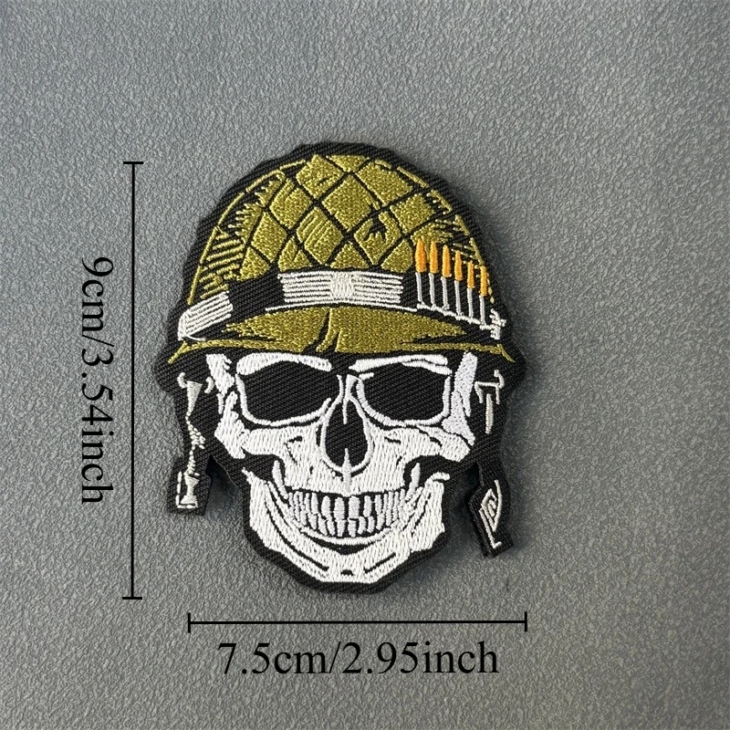 Parche táctico calavera soldado con gancho y bucle, insignia moral - imagen 2