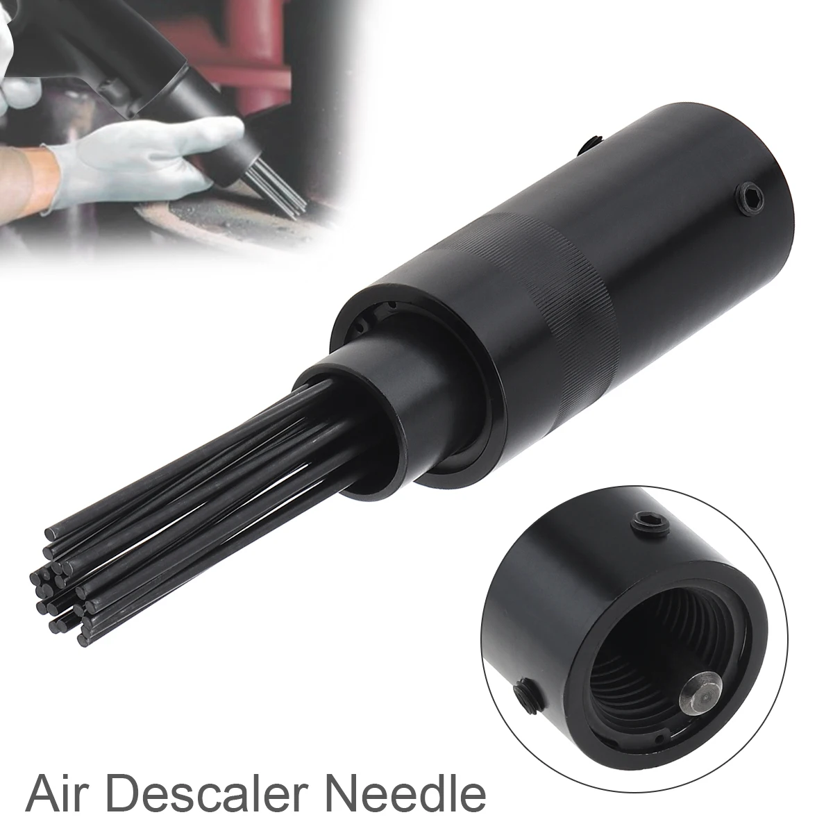 Black Needle Bundle Deruster Head Pneumatic Tool with 19 Needle High-carbon Steel for Rust Coating and Welding Slag Removal