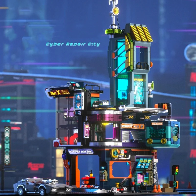 2098PCS Cyber Repair House Building Set Città Appartamento Architettura Modulare Building Block Modello di Montaggio Kit Regalo Giocattolo Di Natale