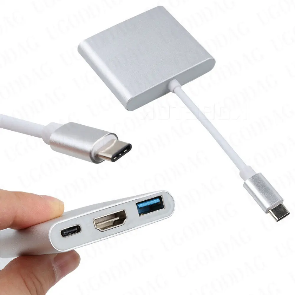 3 في 1 USB-C USB HUB ذكر إلى أنثى HDMI متوافق 4K USB 3.1 Type-c إلى USB 3.0 شحن محول ل Macbook Air 12 محول