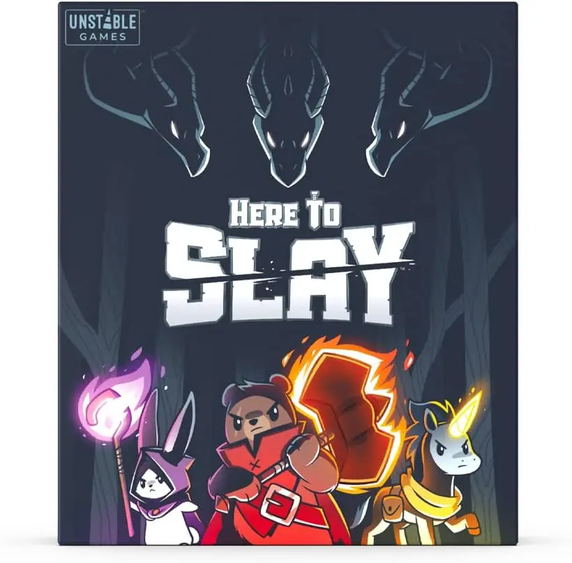 Newest TeeTurtle Here to Slay Base Game from The Creators of Unstable Unicorns A Strategic Card Game for Teens and Adults Black