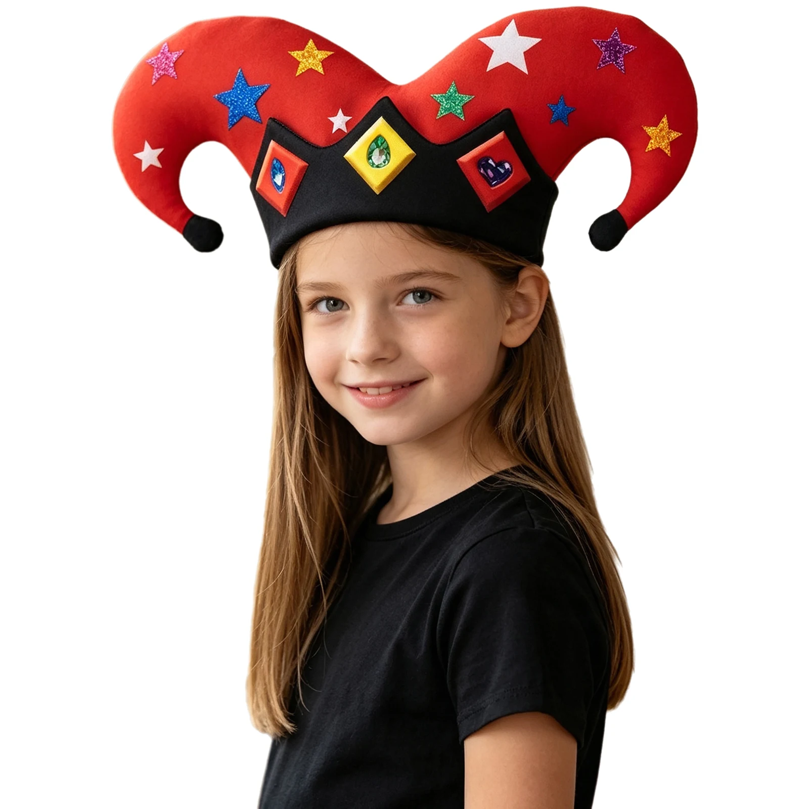 Unisex Adults Kids Contrast Color Clown Hat Brimless Print Cap Headwear Costume Accessories for Halloween Cosplay Themed Party