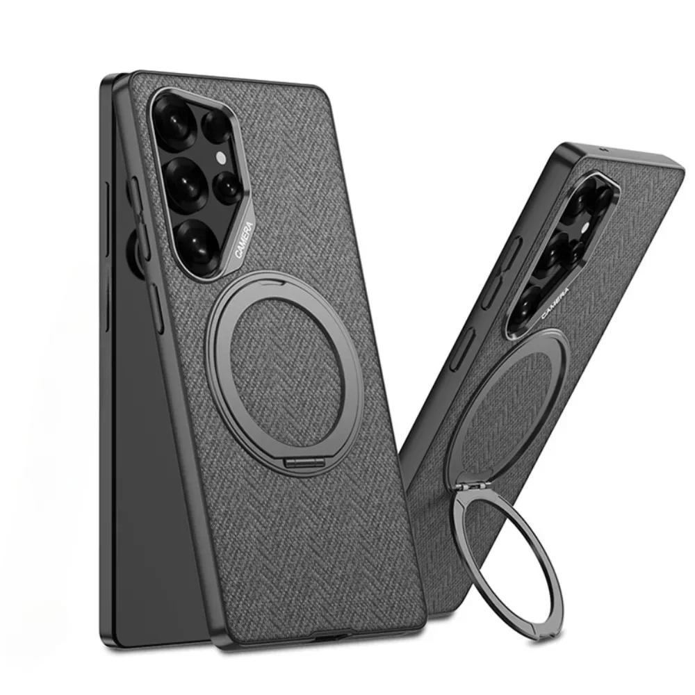 

Rotating Ring Bracket Holder Kistand For Samsung Galaxy S25 S24 S23 Ultra Phone Case 360° PU Leather Protective Shockproof Cover