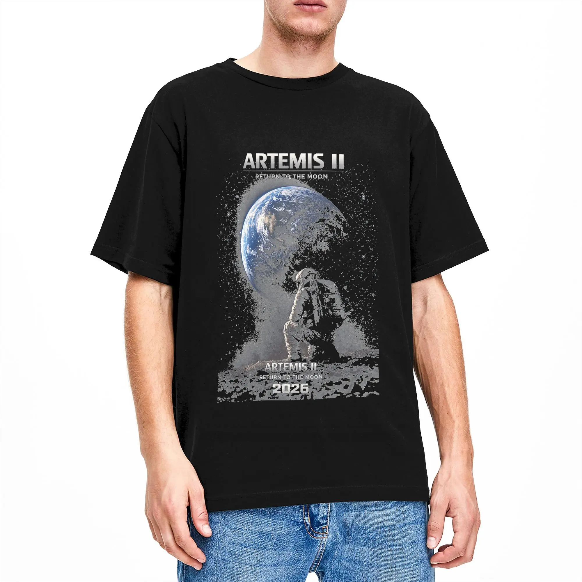 Streetwear T Shirt Mission to The Moon Artemis 2026 Rocket Launch Artemis 2 Cotton T-Shirts  Leisure Tshirt Short Sleeve Tops,